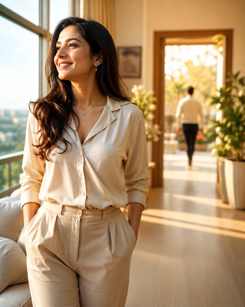 Confident woman looking hopeful after healing from a narcissistic relationship