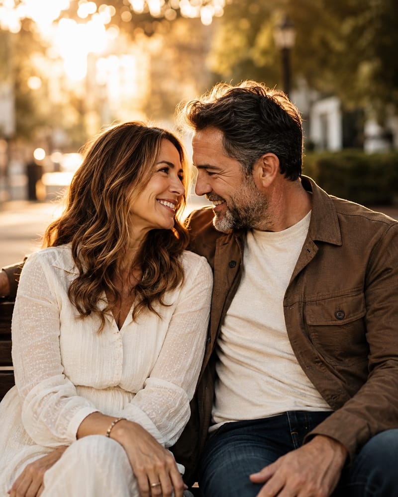 Happy married couple reconnecting during an intimate and meaningful date night