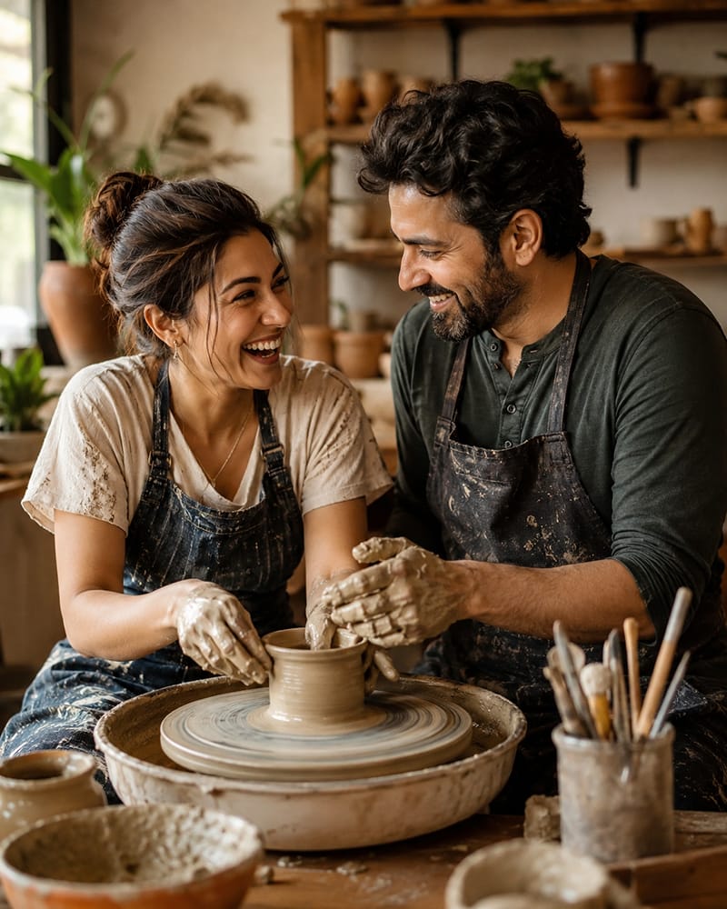 Couple enjoying a new exciting activity together and reconnecting through shared experience