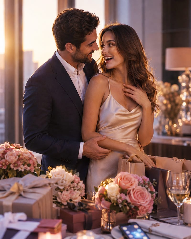 Couple experiencing intense attention and affection during the love bombing stage