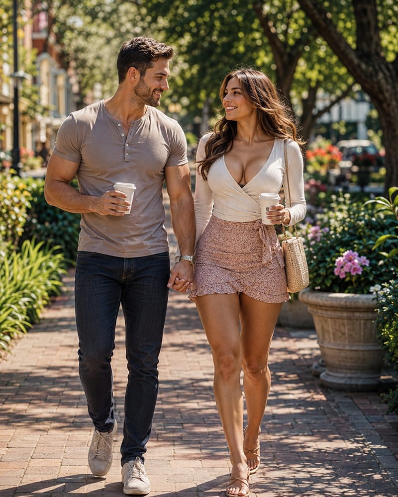Attractive couple building intimacy through everyday shared moments