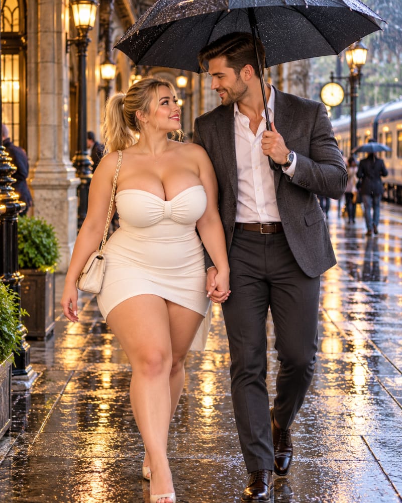 A man arrives to meet his girlfriend at a train station on a rainy day, illustrating how keeping promises, being dependable, and showing up when needed can build lasting relationship trust.