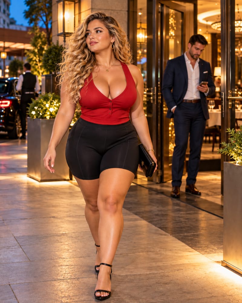 Confident woman leaving an elegant restaurant alone while an emotionally unavailable man remains behind, illustrating the choice to walk away from one-sided attraction.